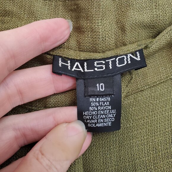Vintage Halston olive green high waisted flax blend pants - Picture 3 of 11